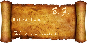 Balics Fanni névjegykártya