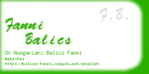 fanni balics business card